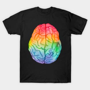 Watercolor Rainbow Brain (dark) T-Shirt